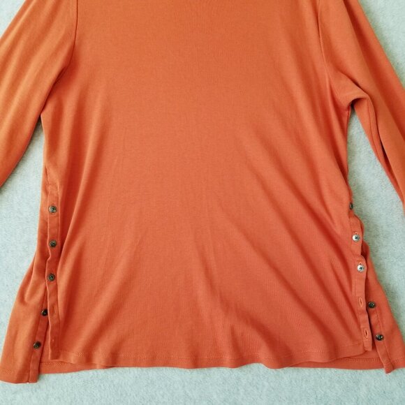 J Jill Perfect Pima M Side Button Tee Tunic Stretch Top Pullover Comfy Casual - Picture 2 of 13